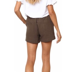 Casual Plain Pocket Drawstring Shorts Brown