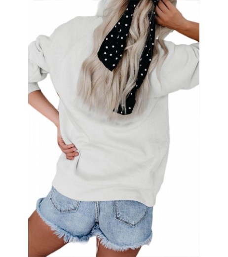 Casual Letter Print Pullover Sweatshirt White