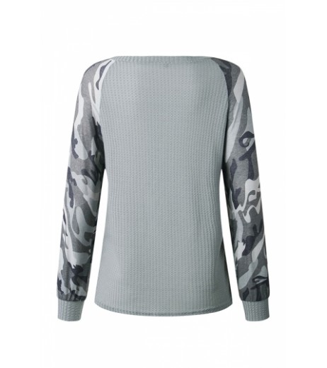 Contrast Sweatshirt Camouflage Print Gray