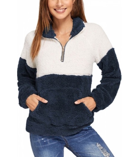1/4 Zipper Pullover Sweatshirt Navy Blue