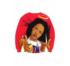 Womens Crew Neck Aaliyah Baby 3D Red Printed Sweatshirt